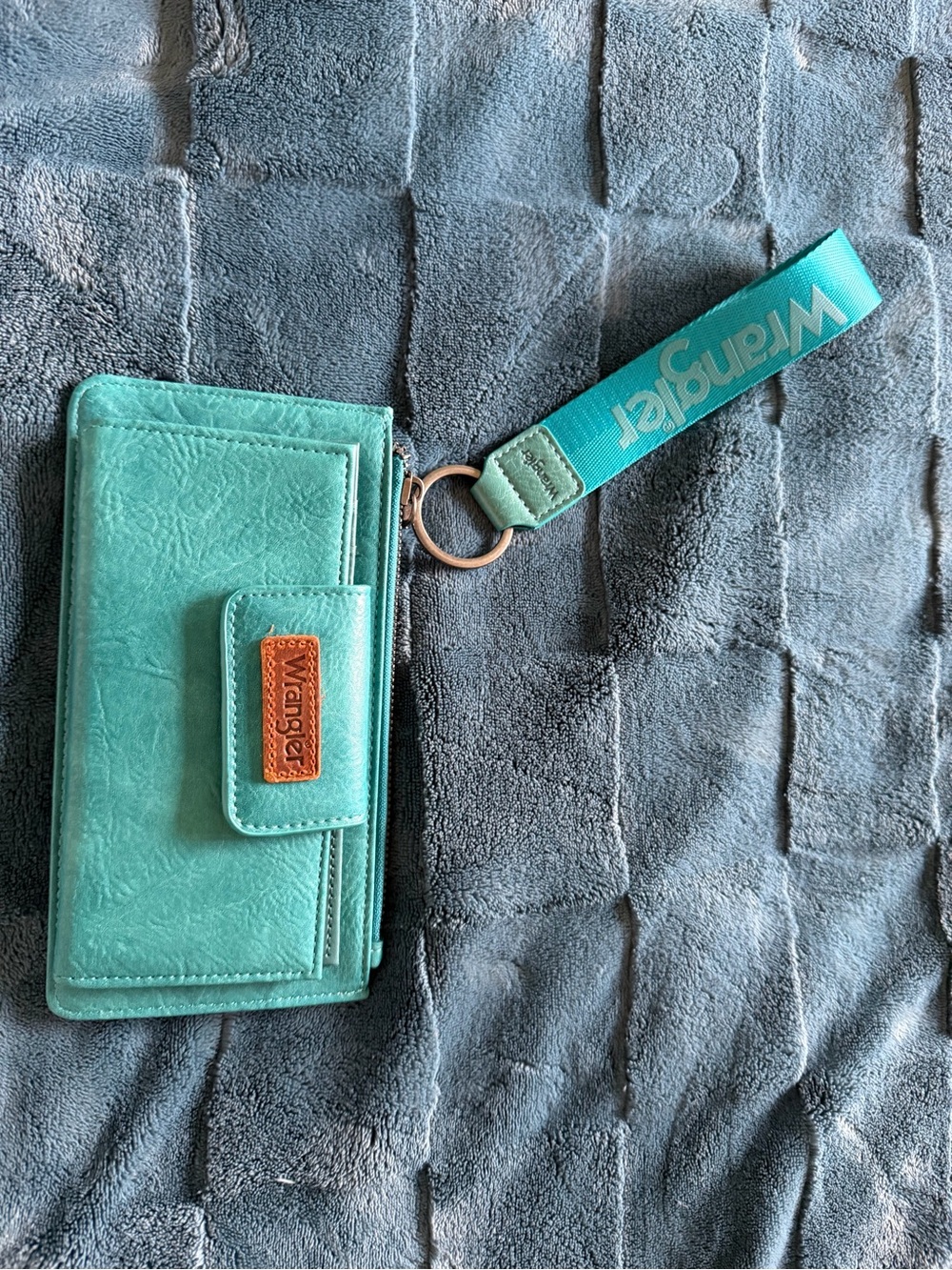 Wrangler Teal Wristlet Clutch with Branded Strap